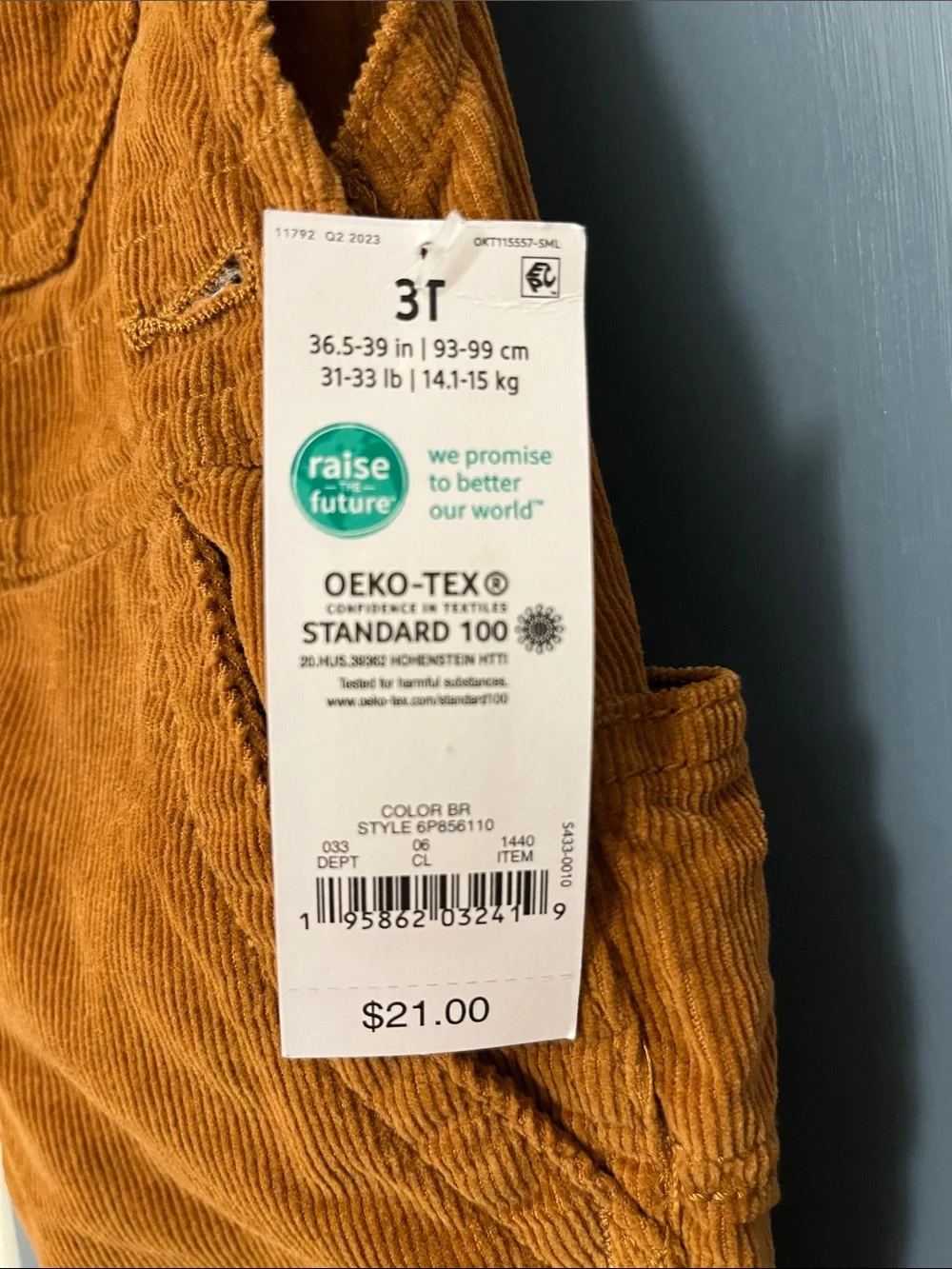 OshKosh B'gosh Rust Orange Corduroy Kids Overalls